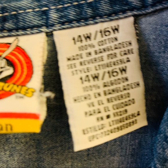 LOONEY TOONS Y2K Tweety Denim Button Down - Picture 6 of 8